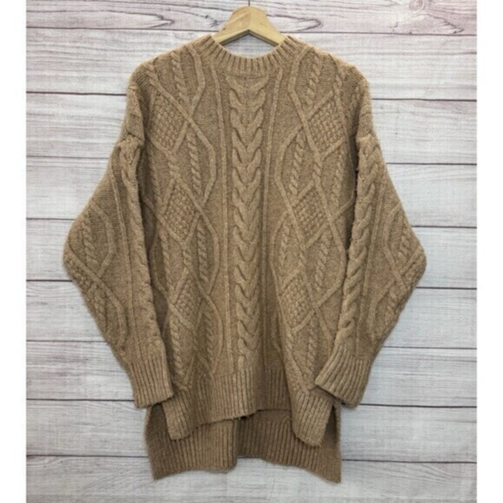 UGG Raelee Tan Wool Blend Cable Knit Sweater Long Sleeve Size SMALL